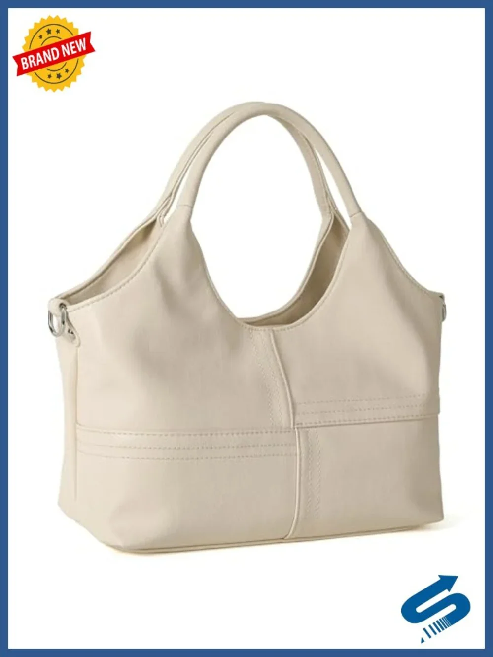 Vegan Leather Tote Hobo Bag with Detachable Strap